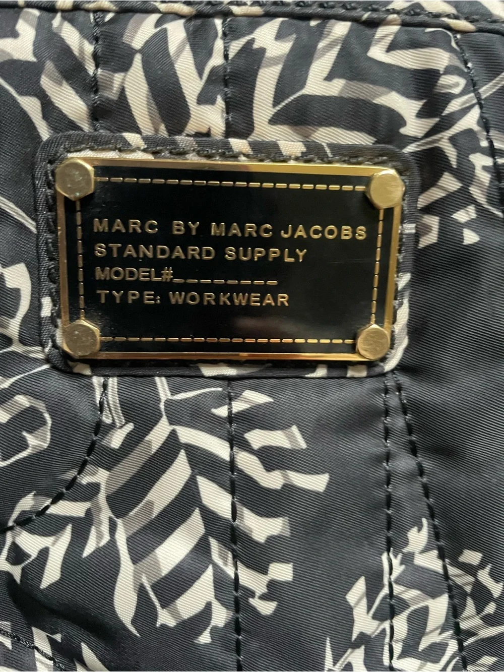 Marc by Marc Jacobs Black and White Floral Quilted Laptop Bag